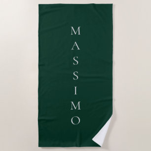 Dark Green Plain Elegant Casual Own Name Beach Towel