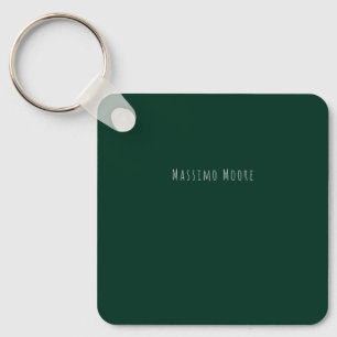 Dark Green Plain Elegant Casual Own Name Key Ring