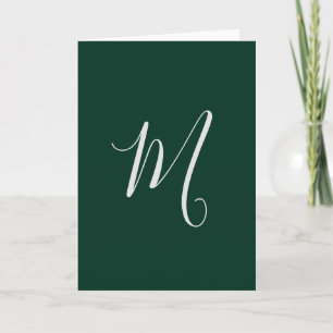 Dark Green Plain Elegant Modern Own Name Monogram Card