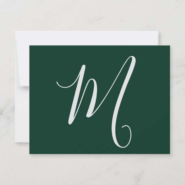 Dark Green Plain Elegant Modern Own Name Monogram Card (Front)