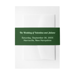 Dark Green Plain Text Wedding Invitation Belly Band
