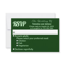 Dark Green Plain Text Wedding RSVP