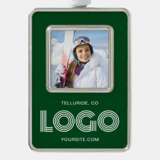 Dark Green Promo Photo Modern Logo Silver Plated Framed Ornament