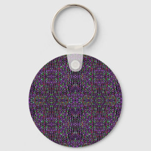 Dark Green-Purple Abstract Key Ring