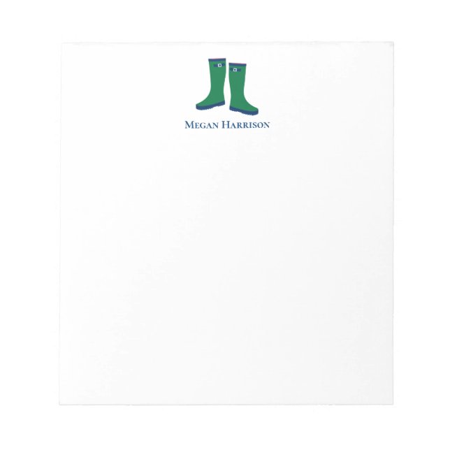 Dark Green Rain Boots Notepad (Front)