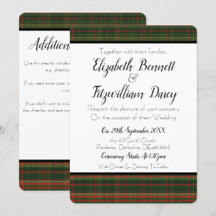 Dark Green & Red Tartan / Plaid Wedding Invitation