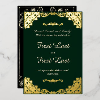 Dark Green Royalty Foil Wedding Invitation