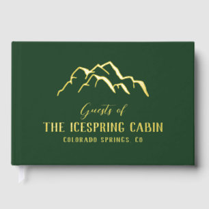 Dark Green Rustic Mountain Tops Cabin Guest Book