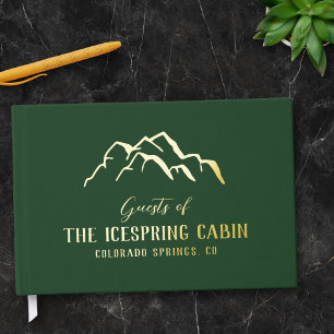 Dark Green Rustic Mountain Tops Cabin Guest Book