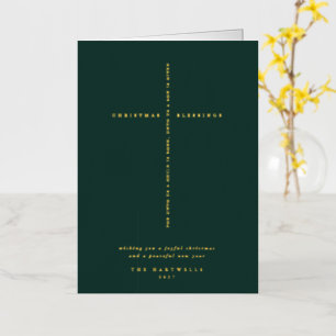 Dark Green Scripture Cross Christmas/Holiday Foil Greeting Card