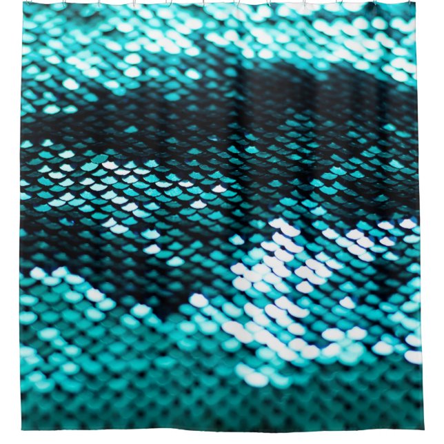 Dark green sequin shiny texture shower curtain (Front)