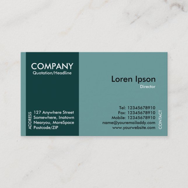 Dark Green SideBand - Green (669B9A) Business Card (Front)
