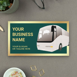 Dark Green Sightseeing Tour Bus Travel Agent Business Card