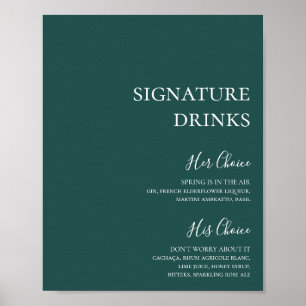 Dark Green Signature Drinks Sign