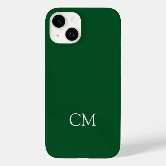 Dark green simple monogram Case-Mate iPhone case (Back)