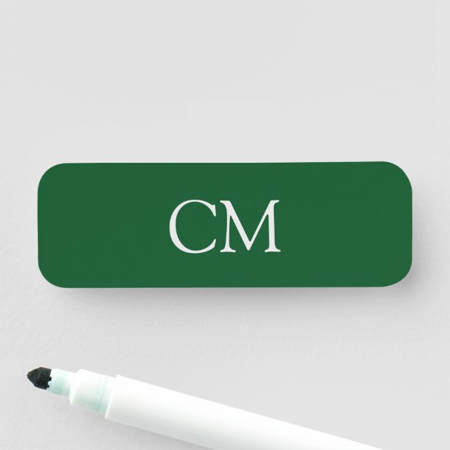 Dark green simple monogram name tag (In Situ)