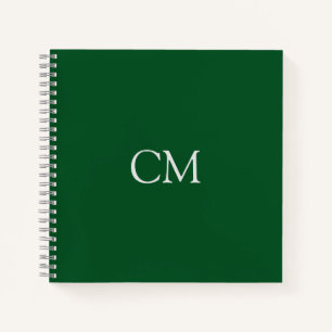 Dark green simple monogram notebook