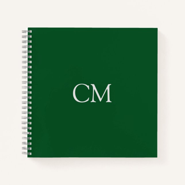 Dark green simple monogram notebook (Front)