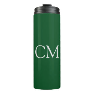 Dark green simple monogram thermal tumbler