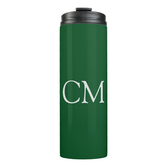 Dark green simple monogram thermal tumbler (Front)