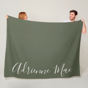 Dark Green Simply Personalised Fleece Blanket