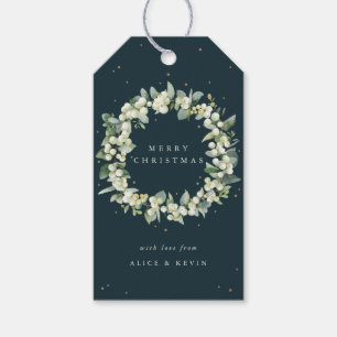 Dark Green Snowberry+Eucalyptus Christmas/Holiday Gift Tags