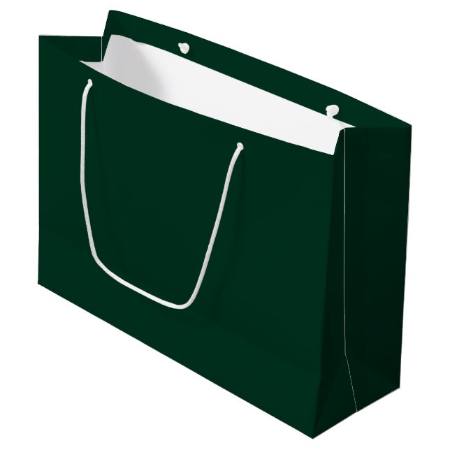 Dark Green Solid Colour Large Gift Bag (Front Angled)