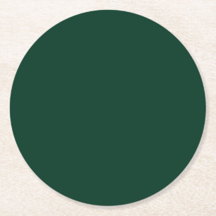 Dark Green Solid Colour Round Paper Coaster