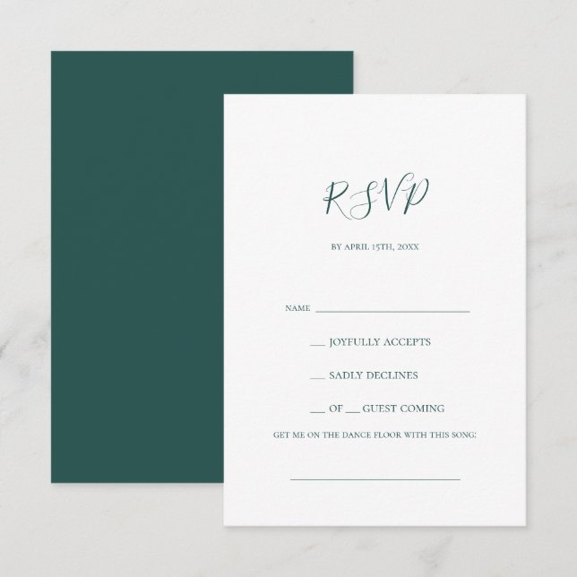 Dark Green Song Request RSVP Card (Front/Back)