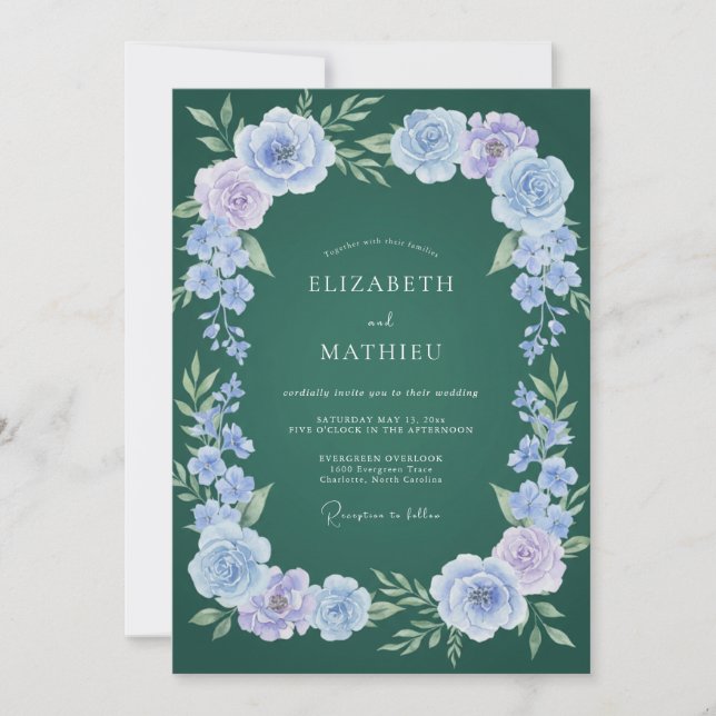 Dark Green Sophisticated Winter Wedding Invitation (Front)