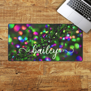 Dark Green Sparkling Desk Mat