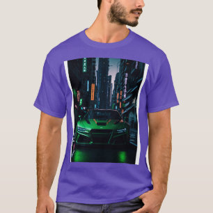 Dark Green Sports in Japanese Neon City T-Shirt