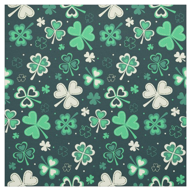 Dark green St Patrick lucky shamrock pattern Fabric (Swatch)