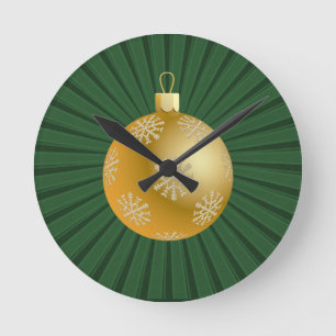 Dark Green Starburst Stripes Ornament Wall Clock