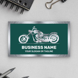 Dark Green Steel Motorbike Motorcycle Mechanic Business Card