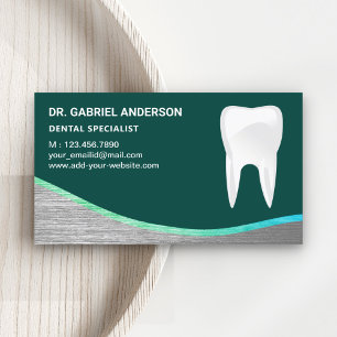Dark Green Steel Tooth Dental Clinic Dentist Business Card