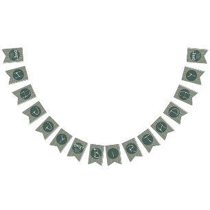 Dark Green Stripes 1st Birthday Bunting