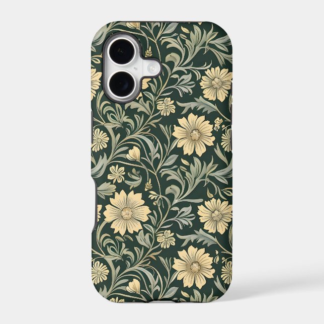 Dark green stylised yellow flowers  pattern  (Back)