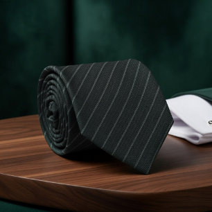 Dark Green Subtle Vertical Stripe Tie