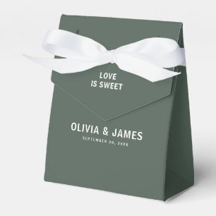 Dark Green Sweet Love Minimalist Modern Wedding Favour Box
