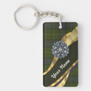Dark green tartan key ring