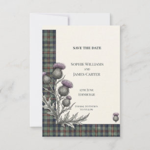 Dark Green Tartan Thistle Scottish Wedding Save Th The Date