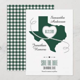 Dark Green Texas Curling Ribbon Save the Date