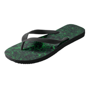 Dark green texture, destroyed or corroded sponge flip flops