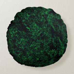 Dark green texture, destroyed or corroded sponge round cushion