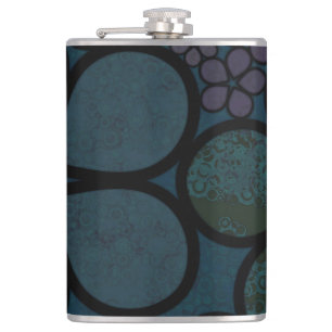 Dark Green Textured Floral Flask