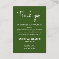 Dark Green Thank You Donate To Charity Wedding
