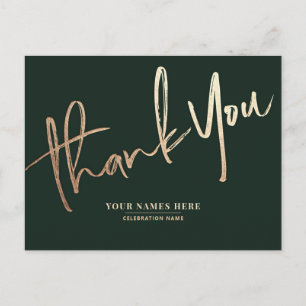 Dark Green Thank You Elegant Universal Postcard