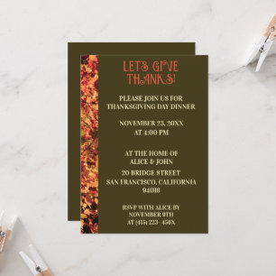 Dark Green Thanksgiving Dinner Autumn Feast  Invitation