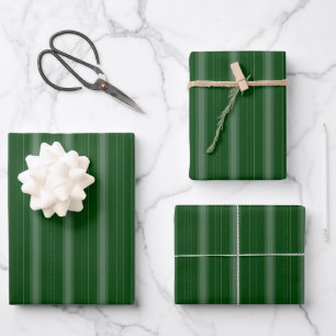 Dark Green Thick and Thin Stripes Wrapping Paper Sheet